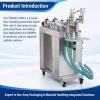Machine de remplissage pneumatique à deux têtes sur pied Y2WLD-1000 pour eau, jus, huile 10-5000ml