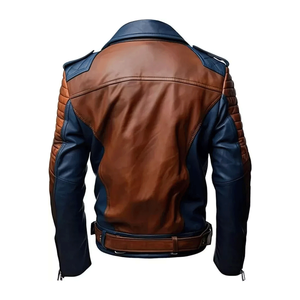 Veste en cuir d'agneau doublée en coton à capuche respirante et imperméable de qualité supérieure pour hommes, style motard rouge et noir pour l'hiver - Product Image 6