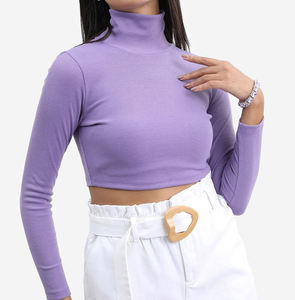 เสื้อครอปถักนิตติ้งสั้นสำหรับผู้หญิง สวมใส่สบาย - แฟชั่นใหม่ บริการ OEM พร้อมตัวเลือกปรับแต่งได้ ผ้าฝ้าย/ใยไผ่ - Product Image 2