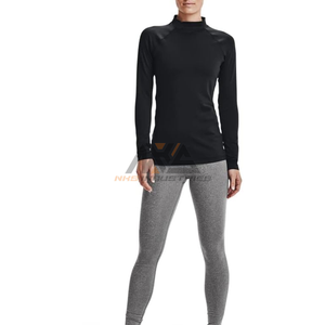Camiseta ligera de manga larga con cuello para mujer levantado Tela de secado rápido para comodidad para gimnasio Correr Yoga Activewear - Product Image 5