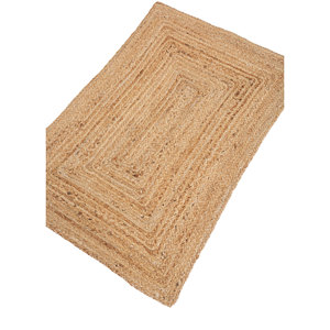 Tapis en jute et chanvre tissés à la main Nomadic Threads beige et marron, couleur unie, rayé, rectangulaire pour la maison, le couloir, la chambre - PDJT-74 - Product Image 2