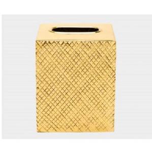 Caja de pañuelos cuadrada dorada de tendencia de lujo hecha a mano de metal para el hogar, mesa, coche o escritorio para uso en mesa de café - Product Image 4