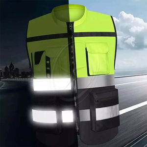 Chaqueta Bomber reflectante de poliéster 100% de alta calidad, nuevo estilo, ropa de trabajo para adultos, chaleco de seguridad con 6 bolsillos, transpirable y elegante - Product Image 6