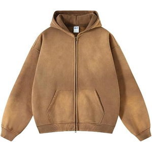 เสื้อฮู้ดมีซิปสำหรับผู้ชายผ้า100% มีฮู้ดผ้าคอตตอนสำหรับฤดูหนาวสั่งซื้อจำนวนมากขายส่ง - Product Image 1