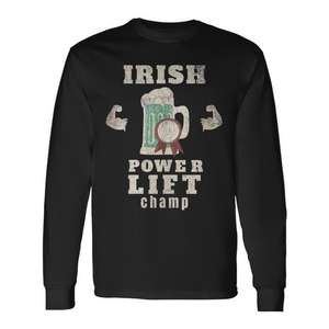 Camiseta de manga larga Irish Power Champ para el Día de San Patricio con diseño de cerveza verde y top sin mangas, ideal para promociones festivas. - Product Image 1