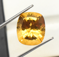 8.15 ct Citrine Coussin Naturel Damier Coupe Facettes Jaune Doré 14X12 MM Loose Gem Lustre Citrine Dorée De Madagascar