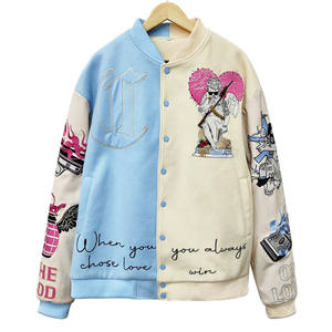 Veste en cuir Varsity en gros avec manches en cuir et broderie | Fournisseur OEM/ODM de vestes Letterman du collège personnalisé - Product Image 1