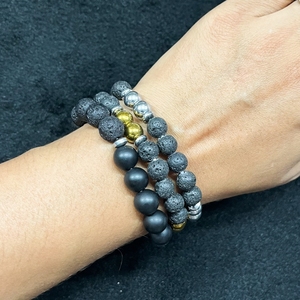 Hạt nham thạch với vòng đeo tay hạt bạc chữa lành đau nhức cơ thể, giảm đau khổ về cảm xúc và tinh thần, ý tưởng quà tặng - Product Image 2