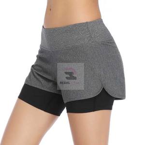 High Waist Double-Layer Spandex Gym <b>Shorts</b> Casual Solid Lace <b>Decoration</b> Fitness Leggings Eco-Friendly <b>Short</b> Pants - Product Image 2