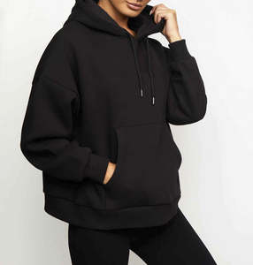 Sudadera con capucha de lana sólida para mujer, jersey con bolsillos de canguro, informal, rosa, de algodón, elegante, OEM, sudaderas con capucha de alta calidad para mujer - Product Image 4