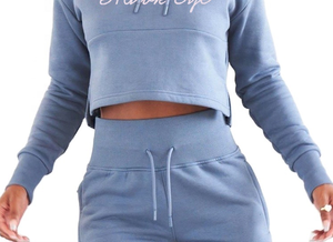 Sweat à capuche personnalisé Crop Top Polaire de Haute Qualité Imprimé Bouffant Vente en Gros Hoodies Ensemble pour Femmes - Product Image 4