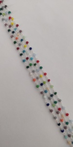 Chaîne de perles en cristal multicolores de 3 mm, chaîne de chapelet en fil de laiton plaqué or rose, perles rondes enroulées pour bijoux - Product Image 5