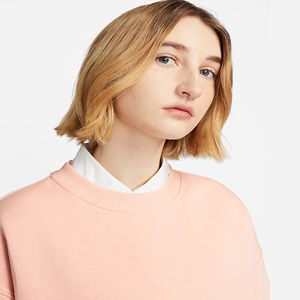 Sudadera de Invierno Personalizada para Mujer, Corte Holgado, Acanalado, 100% Algodón, Felpa, Transpirable, Ecológica, de Secado Rápido, Bordado 3D en la Parte Delantera, Color Durazno - Product Image 3