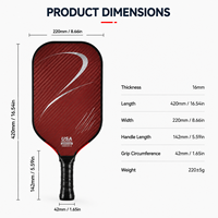 Pala de Pickleball Personalizada con Logotipo, Núcleo de Fibra de Carbono, 16 mm, Gen 3, para Profesionales