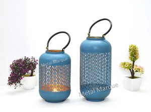 Linterna decorativa para el hogar con diseño de láser de Color turquesa Premium, linternas de nuevo estilo, linterna de vela de aspecto clásico, vela de interior - Product Image 3