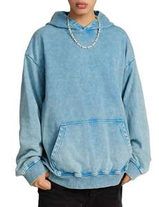 Sweat à capuche surdimensionné en éponge pour homme, sweat-shirt vintage délavé à l'acide, sweat-shirt streetwear pour couples - Product Image 5