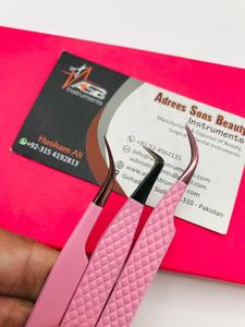 Pinzas de extensión de pestañas profesionales de etiqueta privada personalizadas de dos tonos Ombre Punta de fibra curva de acero inoxidable sostenible - Product Image 3