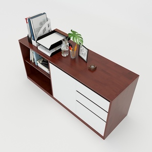 Contemporary 3-<b>Drawer</b> Metal File Cabinet 160x45x63cm Rubber Wood with Adjustable Feature for <b>Workshop</b> or Gym THS68017 - Product Image 4