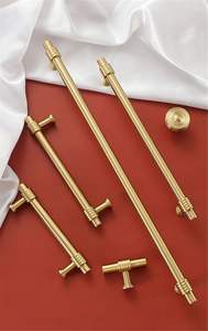 Poignée de meuble élégante en or brillant, bouton de placard, poignée en T, quincaillerie de meuble, poignées de tiroir, poignées de cuisine - Product Image 4