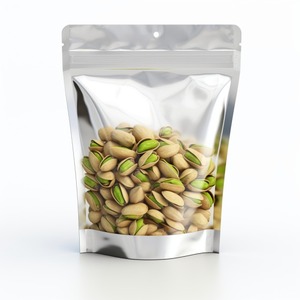 Bolsa de Mylar de nuez de pistacho transparente, bolsa de pie blanca mate, cierre de cremallera, resistencia para niños, CR, impresión en huecograbado, grado alimenticio - Product Image 1