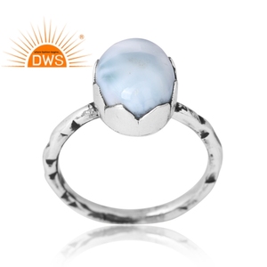 Bague en argent sterling 925 artisanale avec pierre précieuse naturelle Larimar, fabrication de bijoux sur mesure, dernière tendance - Product Image 1