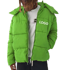 Vestes d'hiver décontractées pour hommes personnalisées, noires, à capuche, légères, chaudes, en duvet de canard, style bomber - Product Image 3