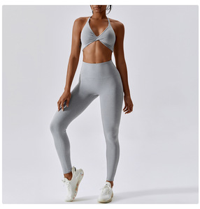 Vente en gros Vêtements de sport sexy pour femmes Soutien-gorge et short de yoga Ensembles leggings Tenues de sport nues Vêtements de fitness et de gymnastique - Product Image 5