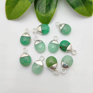 Colgante de Crisoprasa de 8-10 mm, Plata de Ley 925 con Baño de Oro, Dijes de Joyería de Moda al por Mayor - Product Image 3