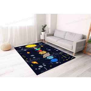 Planets Design Printed <b>Rug</b> - Space <b>Rugs</b>, <b>Nursery</b> <b>Rug</b>, Kids <b>Rugs</b>,Nonwoven Thin <b>Rug</b> - Product Image 3