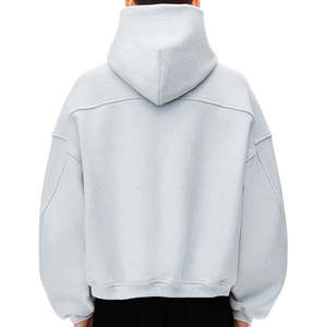 Manufacturers Custom 500GSM 600GSM <b>Men</b> Oversized Box Fit Thick Heavyweight Cotton Drop Shoulder Boxy Blank <b>Cropped</b> Hoodie <b>Men</b> - Product Image 6