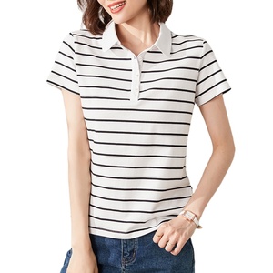 Nouvelle Collection Été – T-shirts Décontractés en Maille à Manches Courtes pour Femmes, Col Revers Slim, en Polyester et Coton - Product Image 3
