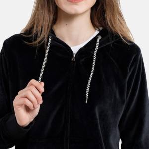 Sudadera con capucha con cremallera de terciopelo de Color vino de algodón para mujer, jersey en blanco personalizado, cuello largo con capucha, Otoño Invierno, transpirable alto - Product Image 2