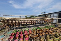 Vente en gros de paniers de Bolga en jonc de mer tissés à la main écologiques stockage tissé en paille pliante colorée de l'artisanat du Vietnam