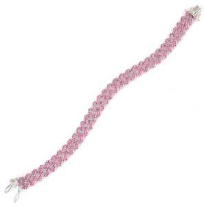 <b>Silver</b> Gourmet Rhodium Plated <b>Bracelet</b> with Pink Stones Flower-shaped Religious <b>Charm</b> <b>Bracelet</b> for Gifts - Product Image 2