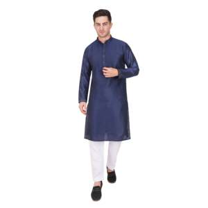 Conjunto de Kurta y Pijama de Seda para Hombre TRILOKI, Ropa Tradicional India Étnica para Bodas, Diseño de Diseñador PARTMENDS001 - Product Image 1