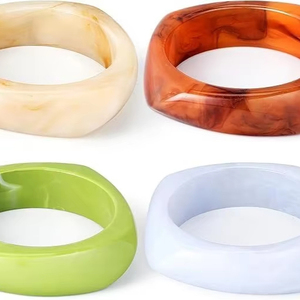 Pulsera Irregular Vintage de Resina Geométrica para Mujer y Niña, Brazalete de Acrílico de Ámbar y Mármol Grueso, Joyería de Diseñador de Moda - Product Image 2