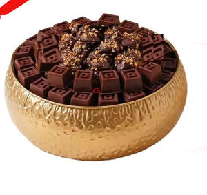 Plateau de service en acier inoxydable imprimé fleurs et feuilles en métal argenté design pour hôtel, restaurant et bar - Product Image 4