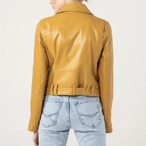 Ropa deportiva de manga larga para mujer Chaquetas de motorista de cuero genuino Cuero genuino de calidad premium para mujer - Product Image 3