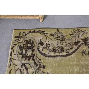 Tapis Turc Vintage 5.4 X 8.8ft Vert Beige Laine Motif Abstrait Style Tabriz pour Entrée 9x12 Rectangle Couloir Design Latex - Product Image 5