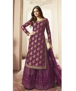 Pakistan Salwar Kameez toptan muhteşem elbise tasarımları son Pattedn Bollywood tarzı tasarımcı jakarlı ipek Salwar Kameez