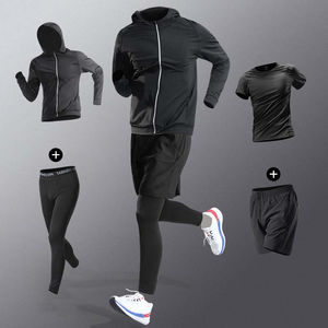Ensemble de survêtement sportif pour homme, taille plus, hiver, entièrement personnalisable, jogging imprimé, col à capuche, motif uni, respirant - Product Image 1