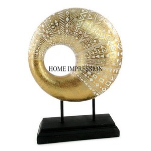 Finition couleur argent brillant poli forme ronde attrayant accrocheur Look robuste en métal fait Sculpture décor à la maison Accent - Product Image 6