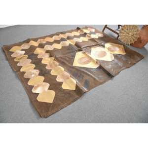 5.6x7.9 ft Rug, Vintage Turkish Rug, <b>Brown</b> Floral <b>Wool</b> Rug - Product Image 2