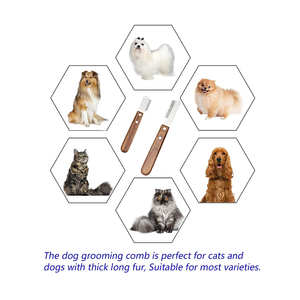 Wholesale High Quality Stainless Steel Pet Stripping Knife with <b>Wooden</b> Handle for Dogs - Product Image 3