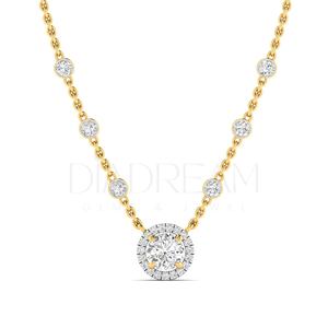 Attrayant collier de diamants Leb de taille ronde personnalisé avec sertissage de lunette Halo en argent parfait pour les fêtes de fiançailles - Product Image 3