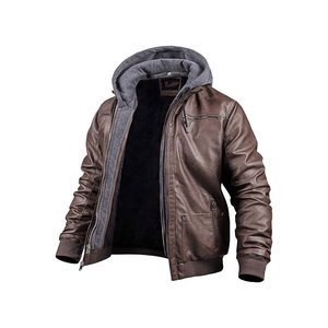 Men Leather <b>Jacket</b> Street Wear Men Leather <b>Jacket</b> Winter <b>Jacket</b> Solid Color - Product Image 5