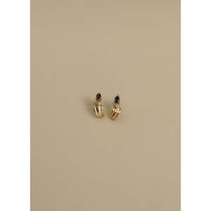 Vintage Heart Shaped Blue Sapphire and Pear Diamond <b>Earrings</b> - Product Image 1