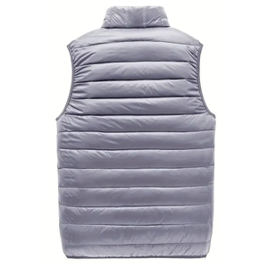 เสื้อแขนกุดลายผ้านวมสำหรับผู้ชายเสื้อแขนกุดทรงหลวมเสื้อแจ็กเก็ตแบบมีซิปปกตั้งสำหรับฤดูหนาวออกแบบโลโก้ได้ตามต้องการ - Product Image 2