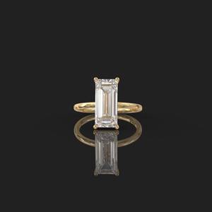 Lujo 3Ct corte esmeralda Moissanite Compromiso 14K anillo de oro 6x13mm banda delgada clásica joyería nupcial fabricante de exportación al por mayor - Product Image 3