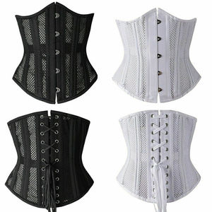 Factory Wholesale OEM Gothic Wedding Waist Trainer Fashioned under Bust Cincher Mesh Bustier Steel Boned Shapers <b>Lace</b> <b>up</b> <b>Corset</b> - Product Image 2